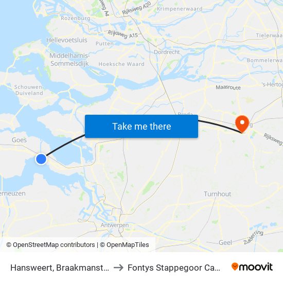 Hansweert, Braakmanstraat to Fontys Stappegoor Campus map