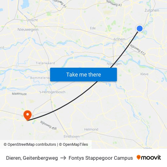 Dieren, Geitenbergweg to Fontys Stappegoor Campus map