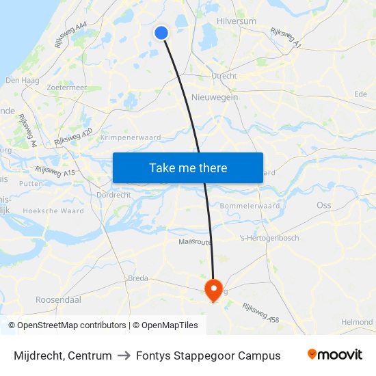 Mijdrecht, Centrum to Fontys Stappegoor Campus map