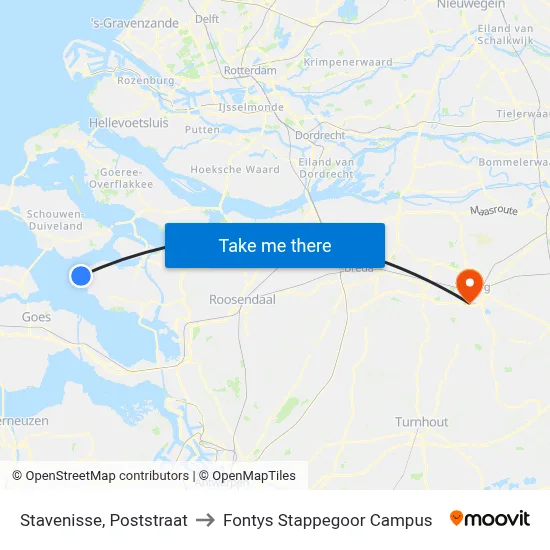 Stavenisse, Poststraat to Fontys Stappegoor Campus map