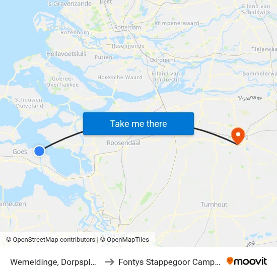 Wemeldinge, Dorpsplein to Fontys Stappegoor Campus map
