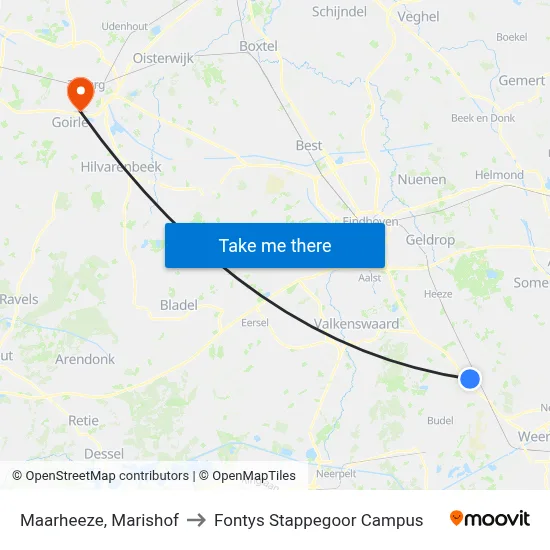 Maarheeze, Marishof to Fontys Stappegoor Campus map