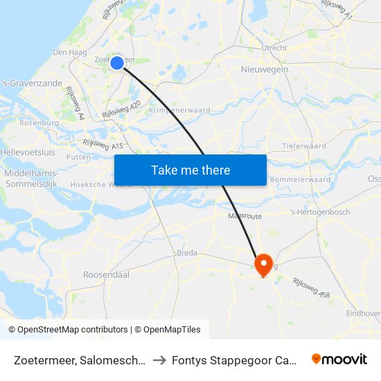 Zoetermeer, Salomeschouw to Fontys Stappegoor Campus map