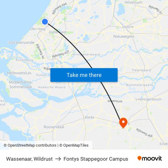 Wassenaar, Wildrust to Fontys Stappegoor Campus map
