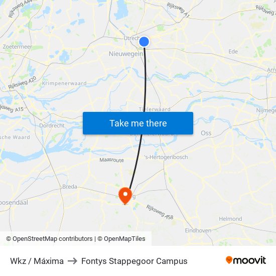 Wkz / Máxima to Fontys Stappegoor Campus map