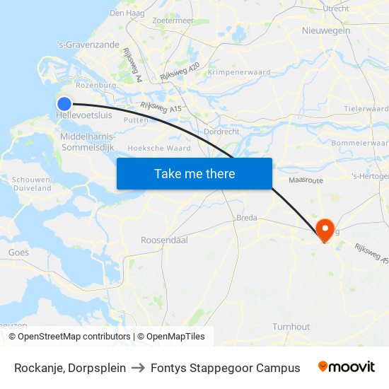 Rockanje, Dorpsplein to Fontys Stappegoor Campus map