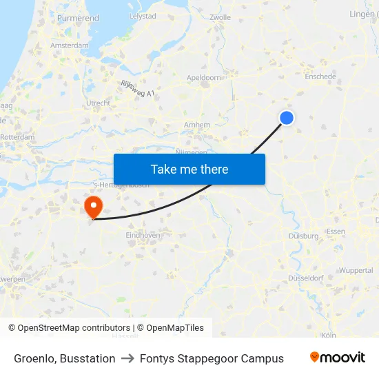 Groenlo, Busstation to Fontys Stappegoor Campus map