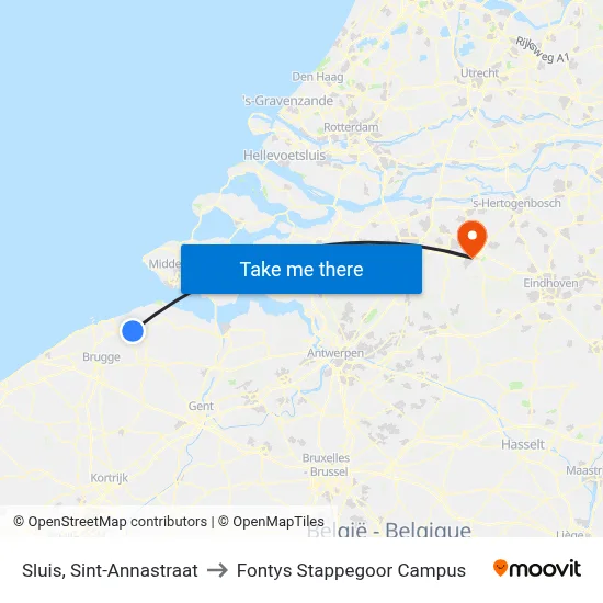 Sluis, Sint-Annastraat to Fontys Stappegoor Campus map