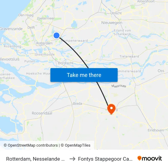 Rotterdam, Nesselande Metro to Fontys Stappegoor Campus map