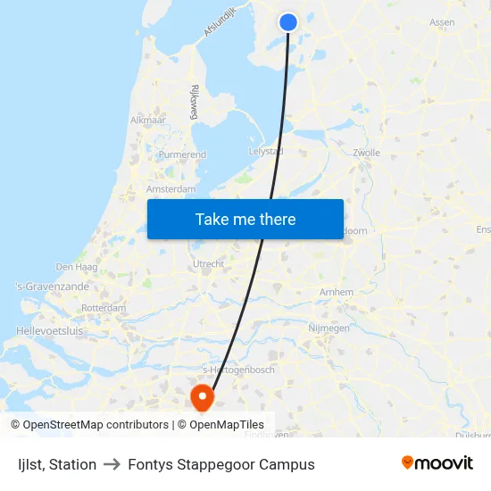 Ijlst, Station to Fontys Stappegoor Campus map