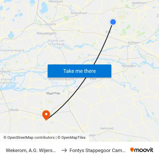 Wekerom, A.G. Wijersweg to Fontys Stappegoor Campus map