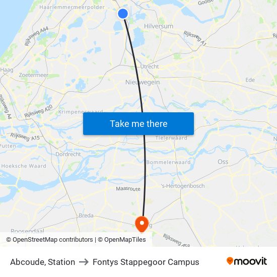 Abcoude, Station to Fontys Stappegoor Campus map