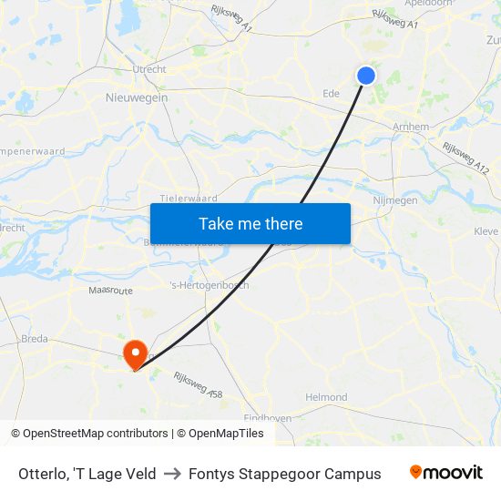 Otterlo, 'T Lage Veld to Fontys Stappegoor Campus map