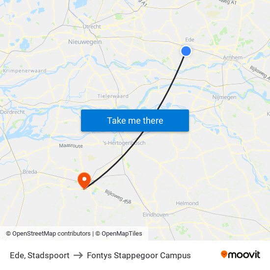 Ede, Stadspoort to Fontys Stappegoor Campus map