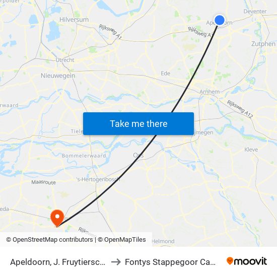 Apeldoorn, J. Fruytierschool to Fontys Stappegoor Campus map