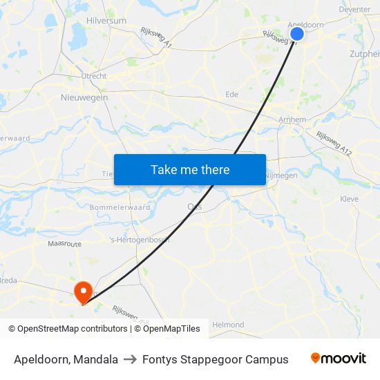 Apeldoorn, Mandala to Fontys Stappegoor Campus map