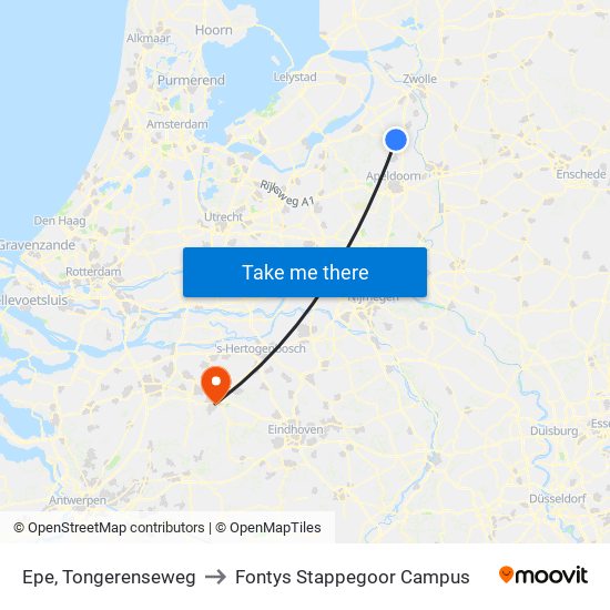 Epe, Tongerenseweg to Fontys Stappegoor Campus map