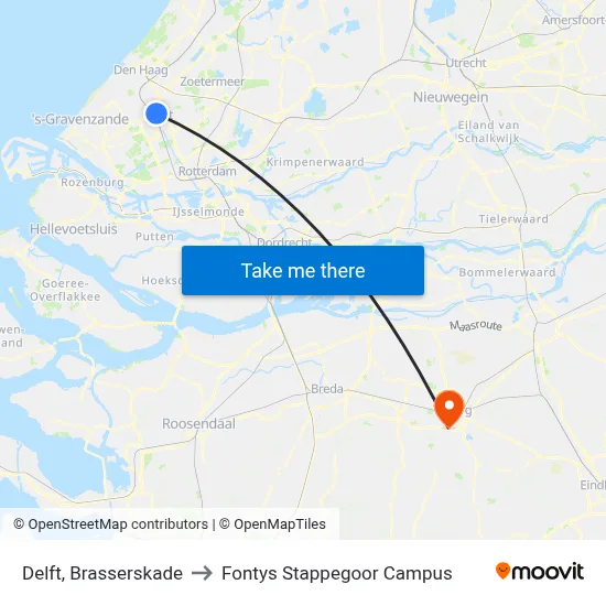 Delft, Brasserskade to Fontys Stappegoor Campus map