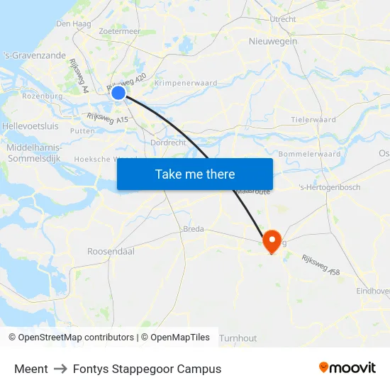 Meent to Fontys Stappegoor Campus map