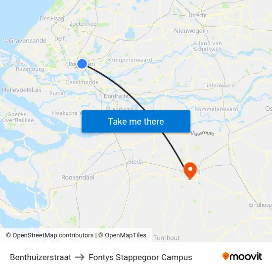 Benthuizerstraat to Fontys Stappegoor Campus map