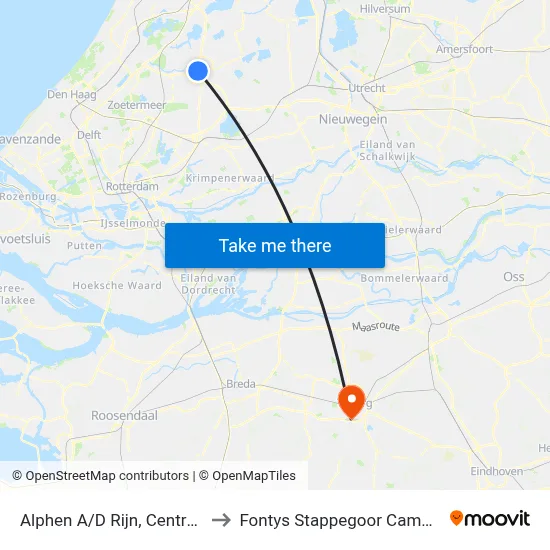 Alphen A/D Rijn, Centrum to Fontys Stappegoor Campus map