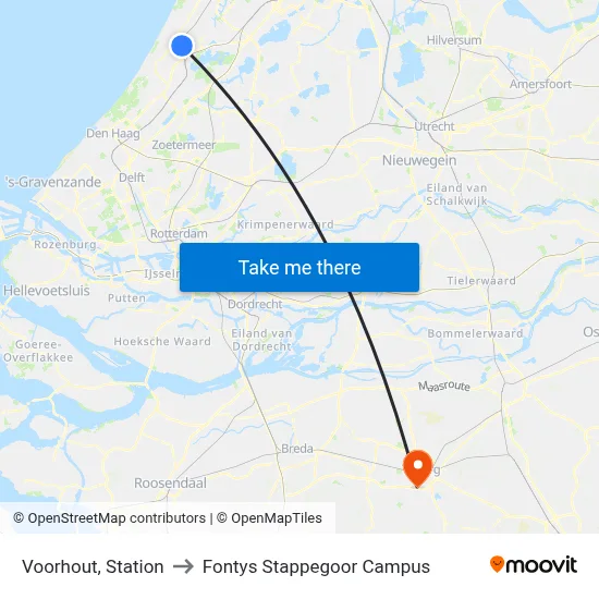 Voorhout, Station to Fontys Stappegoor Campus map