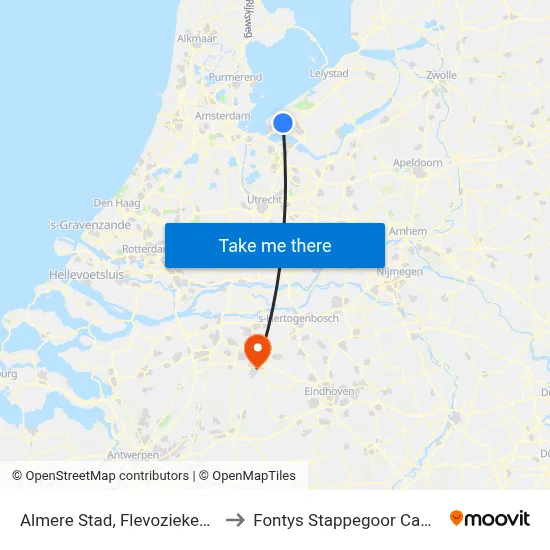 Almere Stad, Flevoziekenhuis to Fontys Stappegoor Campus map