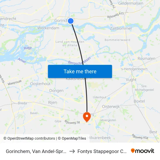 Gorinchem, Van Andel-Spruytlaan to Fontys Stappegoor Campus map