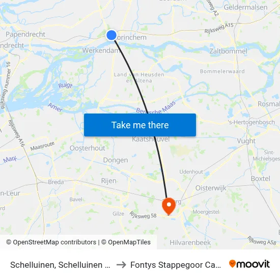 Schelluinen, Schelluinen N216 to Fontys Stappegoor Campus map