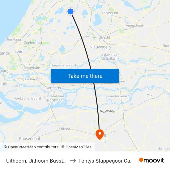 Uithoorn, Uithoorn Busstation to Fontys Stappegoor Campus map
