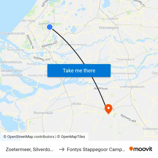 Zoetermeer, Silverdome to Fontys Stappegoor Campus map