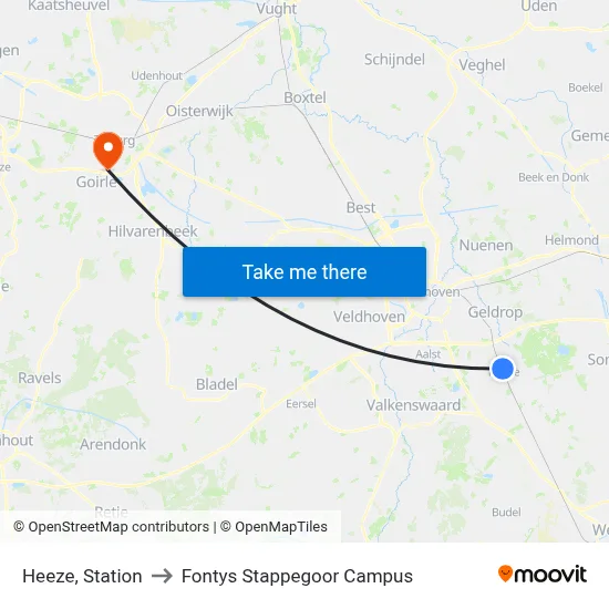 Heeze, Station to Fontys Stappegoor Campus map