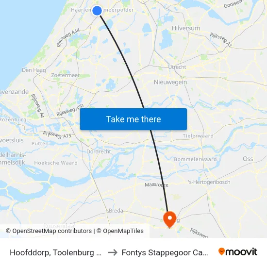 Hoofddorp, Toolenburg Oost to Fontys Stappegoor Campus map