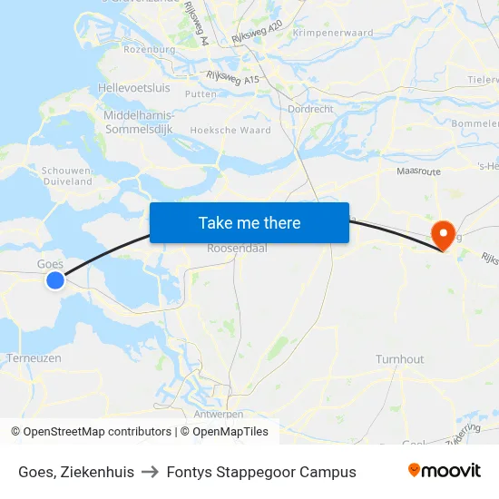 Goes, Ziekenhuis to Fontys Stappegoor Campus map