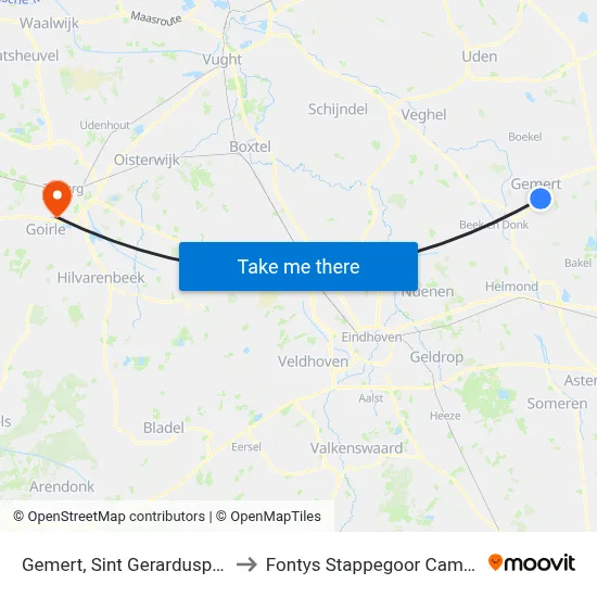 Gemert, Sint Gerardusplein to Fontys Stappegoor Campus map