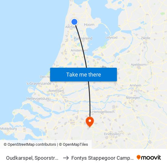 Oudkarspel, Spoorstraat to Fontys Stappegoor Campus map