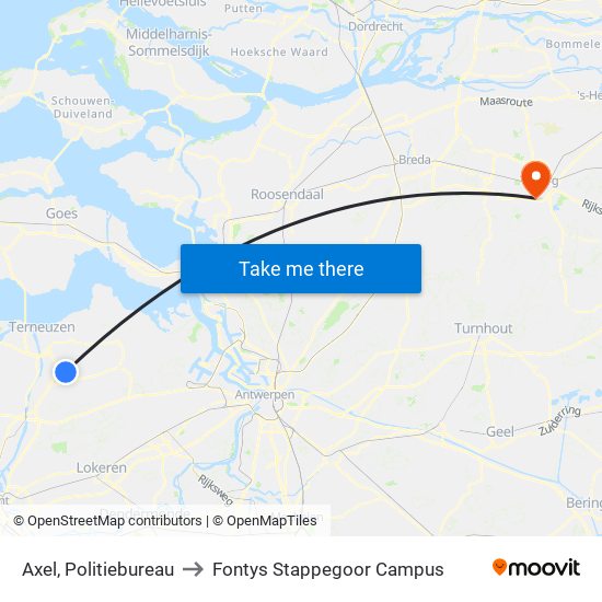 Axel, Politiebureau to Fontys Stappegoor Campus map
