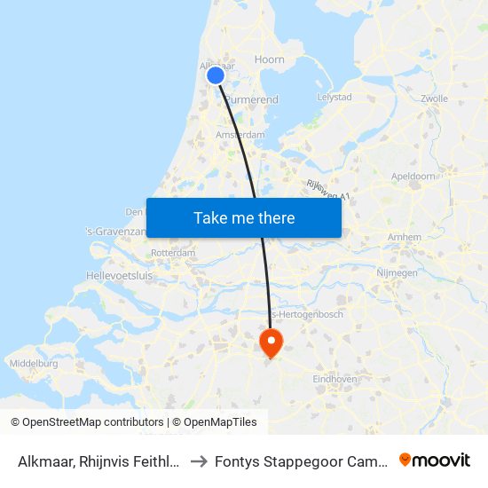 Alkmaar, Rhijnvis Feithlaan to Fontys Stappegoor Campus map