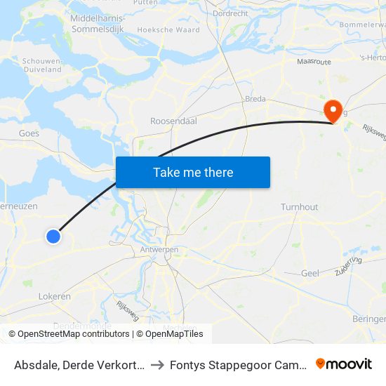 Absdale, Derde Verkorting to Fontys Stappegoor Campus map