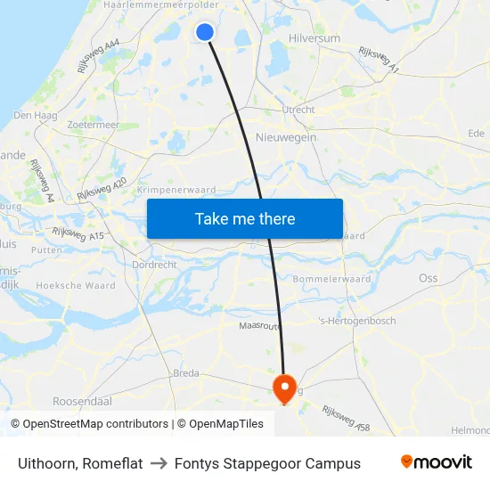 Uithoorn, Romeflat to Fontys Stappegoor Campus map