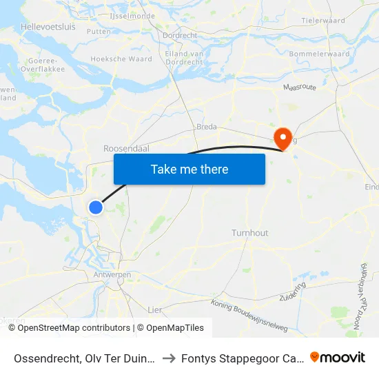 Ossendrecht, Olv Ter Duinenlaan to Fontys Stappegoor Campus map