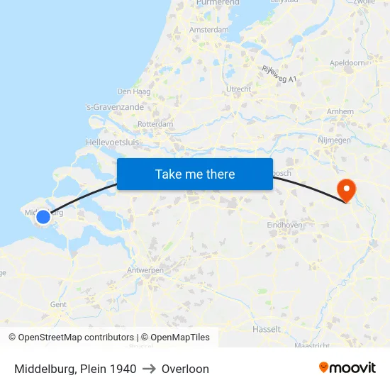 Middelburg, Plein 1940 to Overloon map
