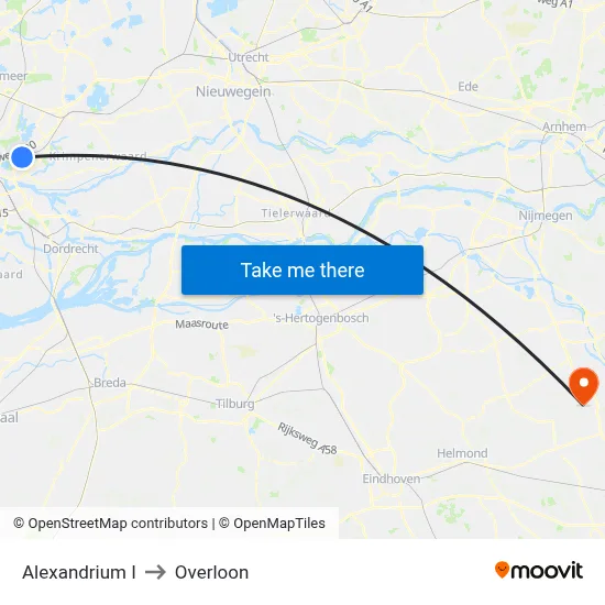Alexandrium I to Overloon map