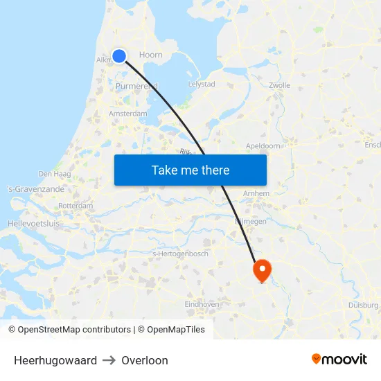 Heerhugowaard to Overloon map