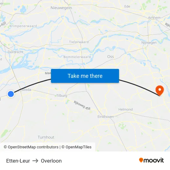Etten-Leur to Overloon map
