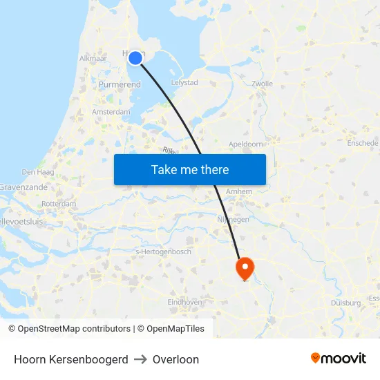 Hoorn Kersenboogerd to Overloon map