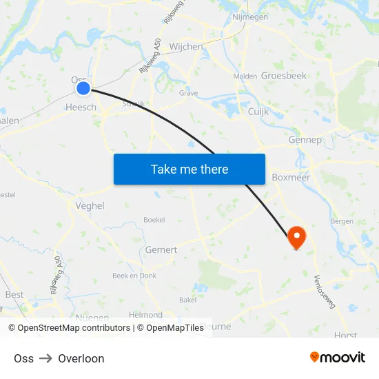 Oss to Overloon map