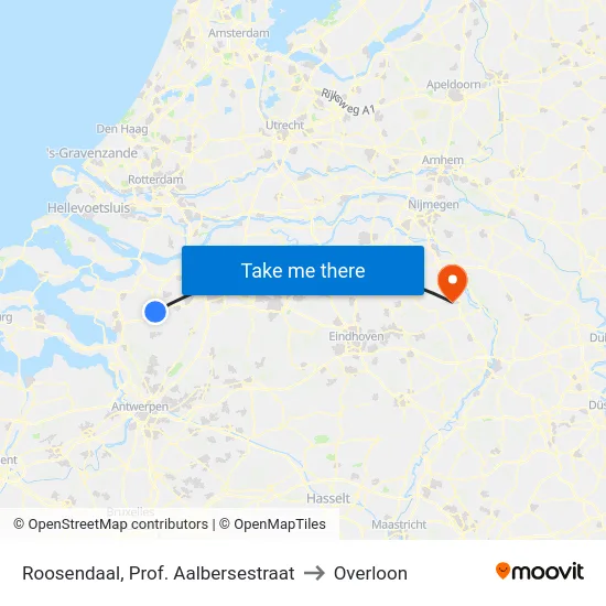 Roosendaal, Prof. Aalbersestraat to Overloon map