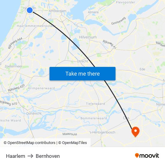 Haarlem to Bernhoven map