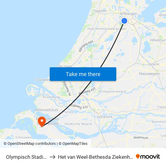 Olympisch Stadion to Het van Weel-Bethesda Ziekenhuis map